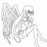Anime Coloring Pages Long Girl Hair Chibi Angel Characters Haired Character Color Manga Angels Sky Line Drawing Printable Fox Choose sketch template