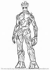 Groot Drawing Draw Step Marvel Sketch Comics Tutorials Comic sketch template