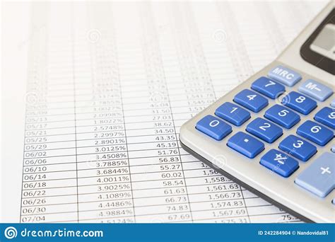 calculator   sheet  numbers stock photo image  funds datum