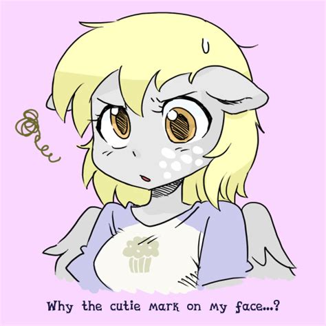 1girl blonde hair cutie mark derpy hooves english text furry grey skin