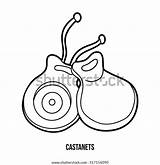 Instruments Musical Coloring Children Book Vector Castanets sketch template