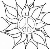 Peace Sign Coloring Pages Flower Clipart Hippie Symbol Signs Drawing Heart Hand Draw Line Cartoon Cliparts Sighn Drawings Clip Adult sketch template