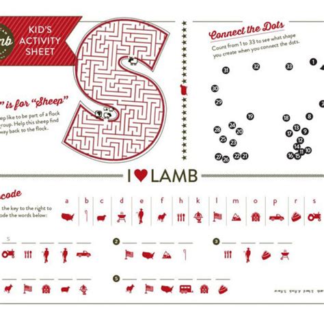 kids activity sheet american lamb board