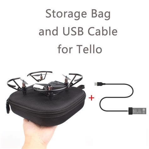 eva tello carrying case storage box  battery charging usb cable  dji tello bag portable