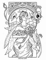 Coloring Pages Fairy Gothic Fairies Adult Printable House Nouveau Mystical Vampire Anime Mermaid Fantasy Book Elf Elves Mythical Color Getcolorings sketch template