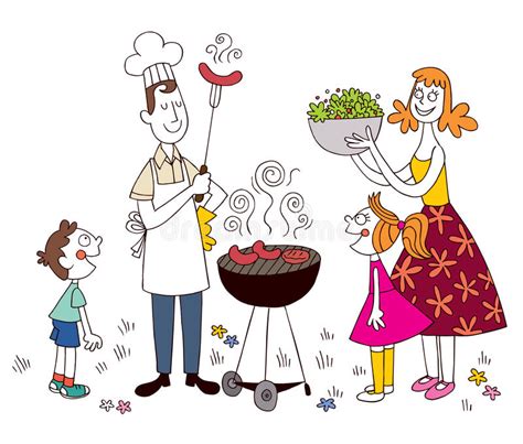 rodzinny grill ilustracja wektor ilustracja złożonej z dzieci 44188057