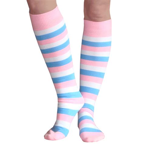 cotton candy socks pink knee high socks blue cotton