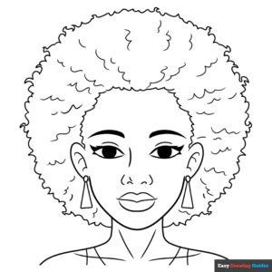afro hair coloring page easy drawing guides