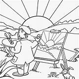 Kids Coloring Pages Drawing Landscape Print Printable Paint Summer Color Artist Painting Fun Preschool Scenery Sunny Older Outline Books Google sketch template