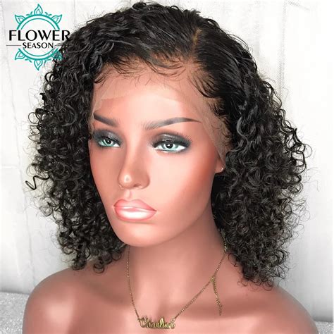 buy curly  lace front human hair wigs brazilian remy hair wig  baby