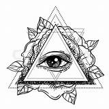 Blackwork Auge Illuminati Rosenkreuzer Sehende Blitz Fototapete Cristian Flash Cross Mystic sketch template