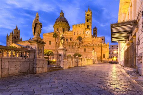 palermo cathedral sicily italy  palermo cathedral cathedral  architecture stock