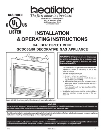 heatilator gcdc    installation manual installation operating instructions