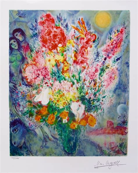 marc chagall original bouquet facsimile signed limited edition giclee    forgotten