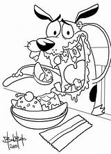 Coloring Courage Dog Pages Cowardly Eating Ice Cream Dirty Chowder Cartoon Sheets Printable Drawing Cute Colouring Color Kids Sheet Getcolorings sketch template