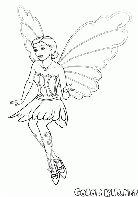 coloring page fairy butterfly  flight