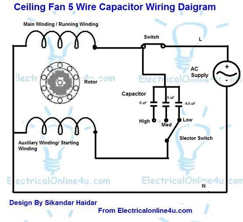 wire ceiling fan capacitor wiring diagram electrical