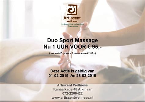 duo sport massage bij artiscent wellness alkmaar actie februari  massage wellness sport