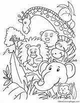 Jungle Coloring Pages Party Animal Kids African Animals Printable Preschoolers Print Sheets Color Book Kindergarten Template Visit Getcolorings Adult Templates sketch template