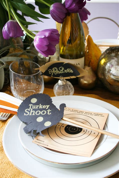turkey shoot thanksgiving tablescape with diy crafts