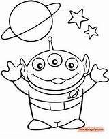 Alien Coloring Toy Story Pages Disney Characters Line Buzz Printable Drawing Template Toys Books Drawings Lightyear Para Resume Fictional Monster sketch template