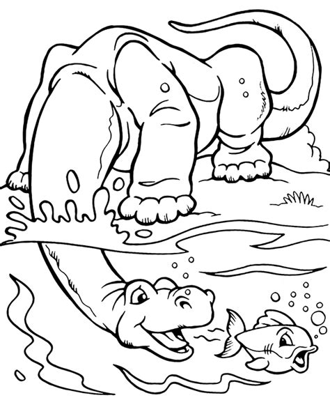 coloring page funny dinosaur fish  coloring