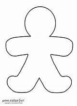 Gingerbread Man Coloring Template Blank Pages Color Print Christmas Kids Ginger Person Printables Fun Printable Cards Outline Crafts Preschool Boy sketch template