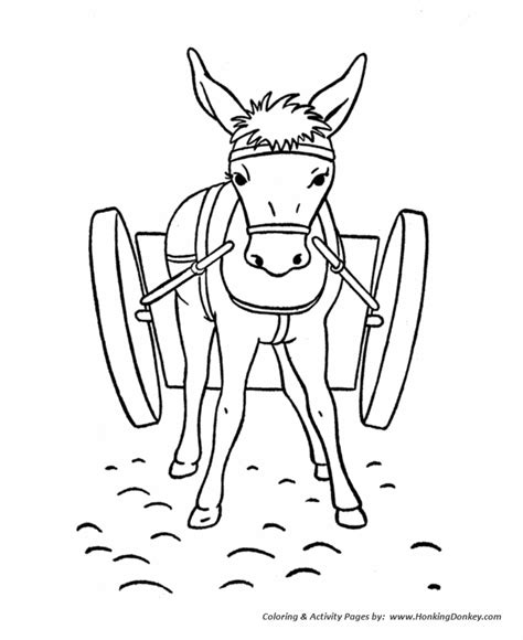 farm animal coloring pages donkey   cart coloring page  kids
