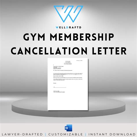 gym membership cancellation letter template instant  etsy