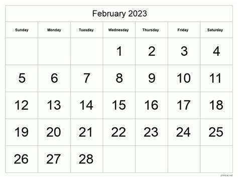 february  calendar printable february  calendar