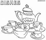 Dishes Coloring Pages Set Colorings sketch template