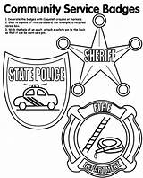 Community Helpers Coloring Pages Badges Preschool Service Kids Printables Badge Crayola Police Workers Crafts Printable Activities Craft Colouring Activity Themes sketch template
