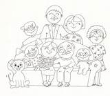 Family Big Stock Illustration Coloring Posing Together Linear Book Depositphotos sketch template