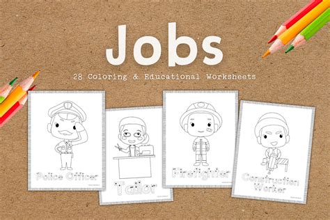 jobs  educational coloring worksheets