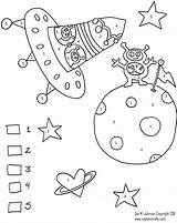 Space Coloring Color Number Pages Worksheet Numbers Outer Worksheets Preschool Kids Printable Planets Printables Alien Theme Kindergarten Sheets Crafts Ruimte sketch template