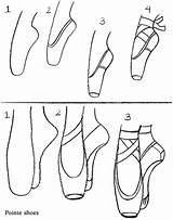 Shoes Pointe Ballet Draw Drawing Easy Shoe Point Sketch Activity Coloring Pages Ballerina Dover Line sketch template