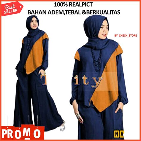 Baju Gamis Fashion Lebaran Pakaian Wanita Muslim Tefity Syari T9m1