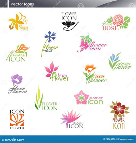 flowers vector logo template set stock vector illustration  floral
