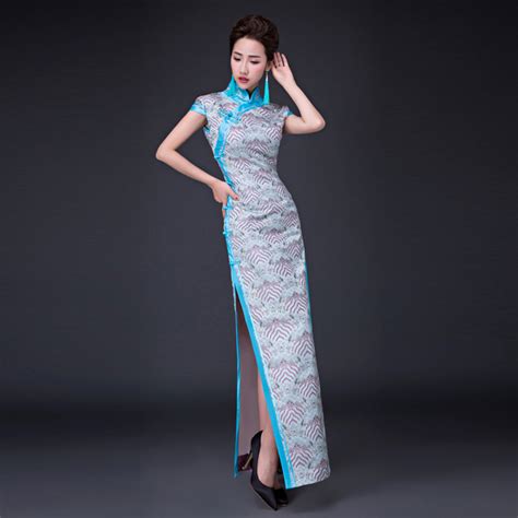 2018 vintage cheongsam white qipao long traditional chinese dress