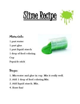 easy slime recipe  melissa frigillanamejia teachers pay teachers