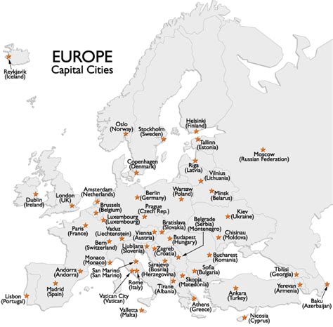capital cities map  europe