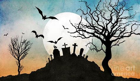 graveyard illustration graveyard halloween art art