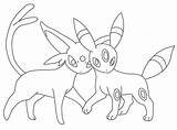 Umbreon Coloring Espeon Nachtara Lineart Becuo Pokémon Coloringhome sketch template
