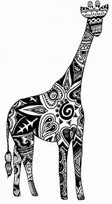 Giraffe Tribal Clipart Coloring Drawing Outline Pages Elephant Cartoon Animal Designs Henna Clip Cliparts Printable Outlines Transparent Pattern Giraffes Library sketch template
