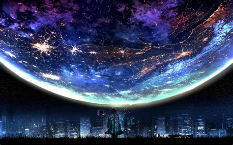 city night anime scenery wallpaper baka wallpaper