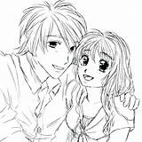 Anime Coloring Pages Couple Couples Cute Kissing Drawing Emo Sketch Color Print Drawings Hugging Manga Animation Cuddling Printable Template Getcolorings sketch template