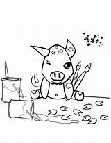 Pig Coloring Guinea Painting sketch template