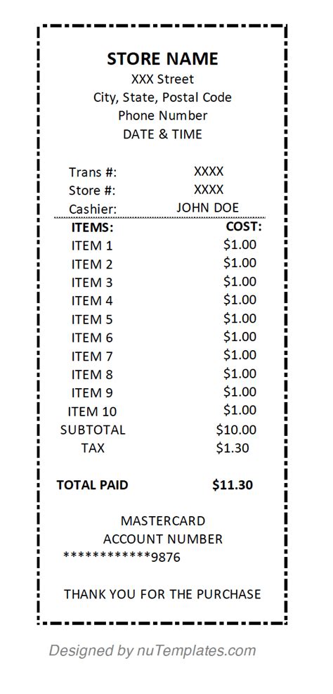 fake template lowes  receipt