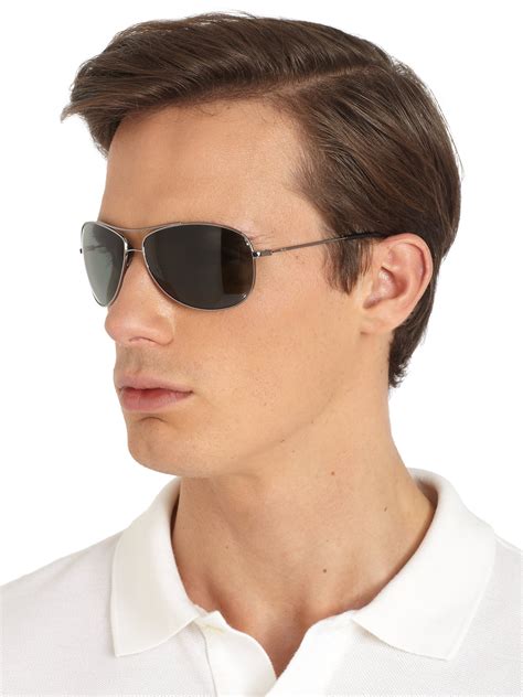 Lyst Ray Ban Wrap Aviator Sunglasses In Gray For Men