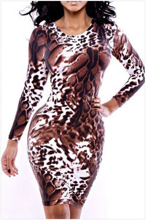 Women Long Sleeves Leopard Print Going Out Outfits